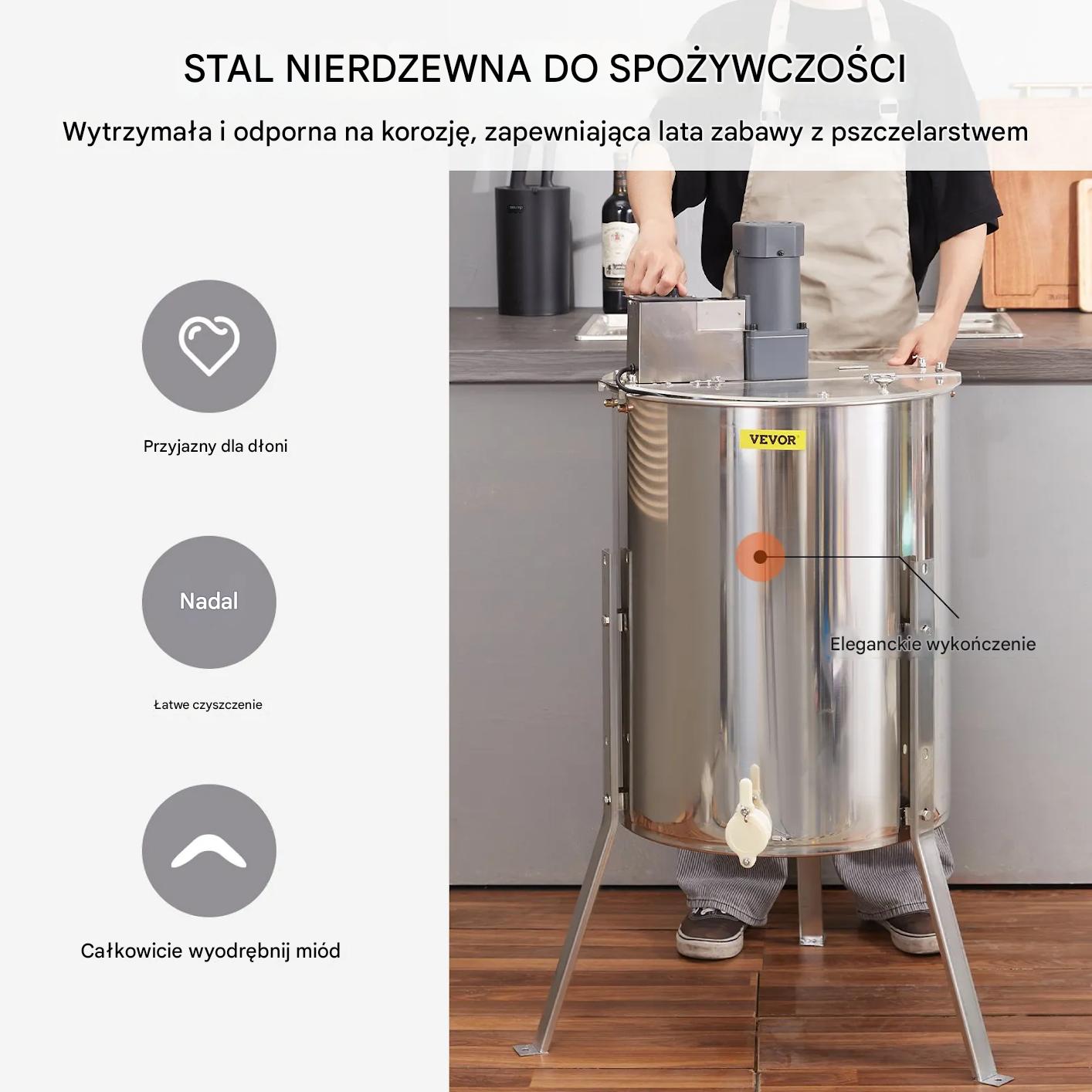 Miodarka elektryczna 4/8 ramek stal nierdzewna do pasieki - obrazek 5