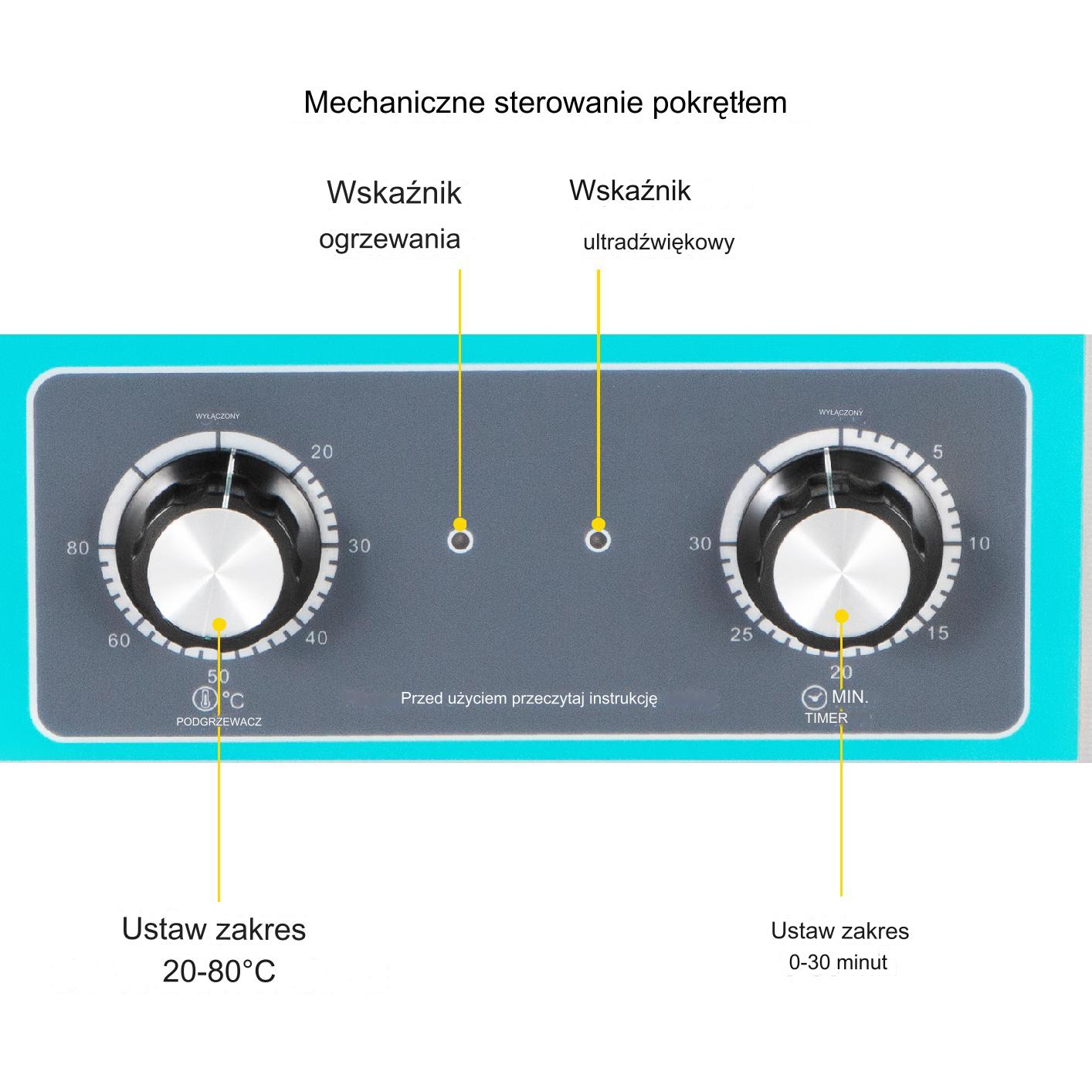 Myjka ultradźwiękowa do płyt winylowych 6L 40kHz obrotowy kosz na 4 płyty - obrazek 6