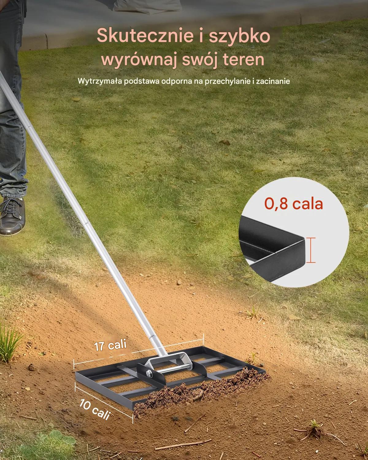 Równiarka do trawnika 254 x 430 mm regulowana stalowa do ogrodu - obrazek 3
