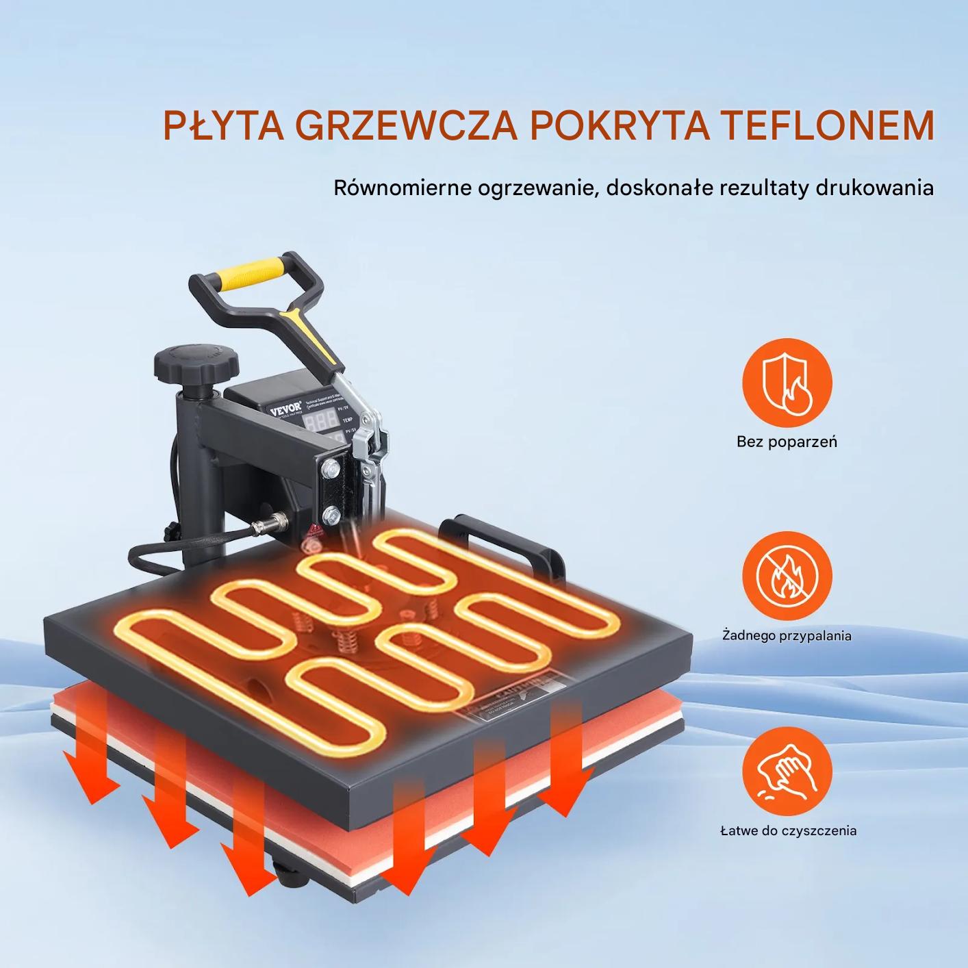 Prasa termiczna 38x38cm do sublimacji 2w1 do koszulek i czapek - obrazek 6