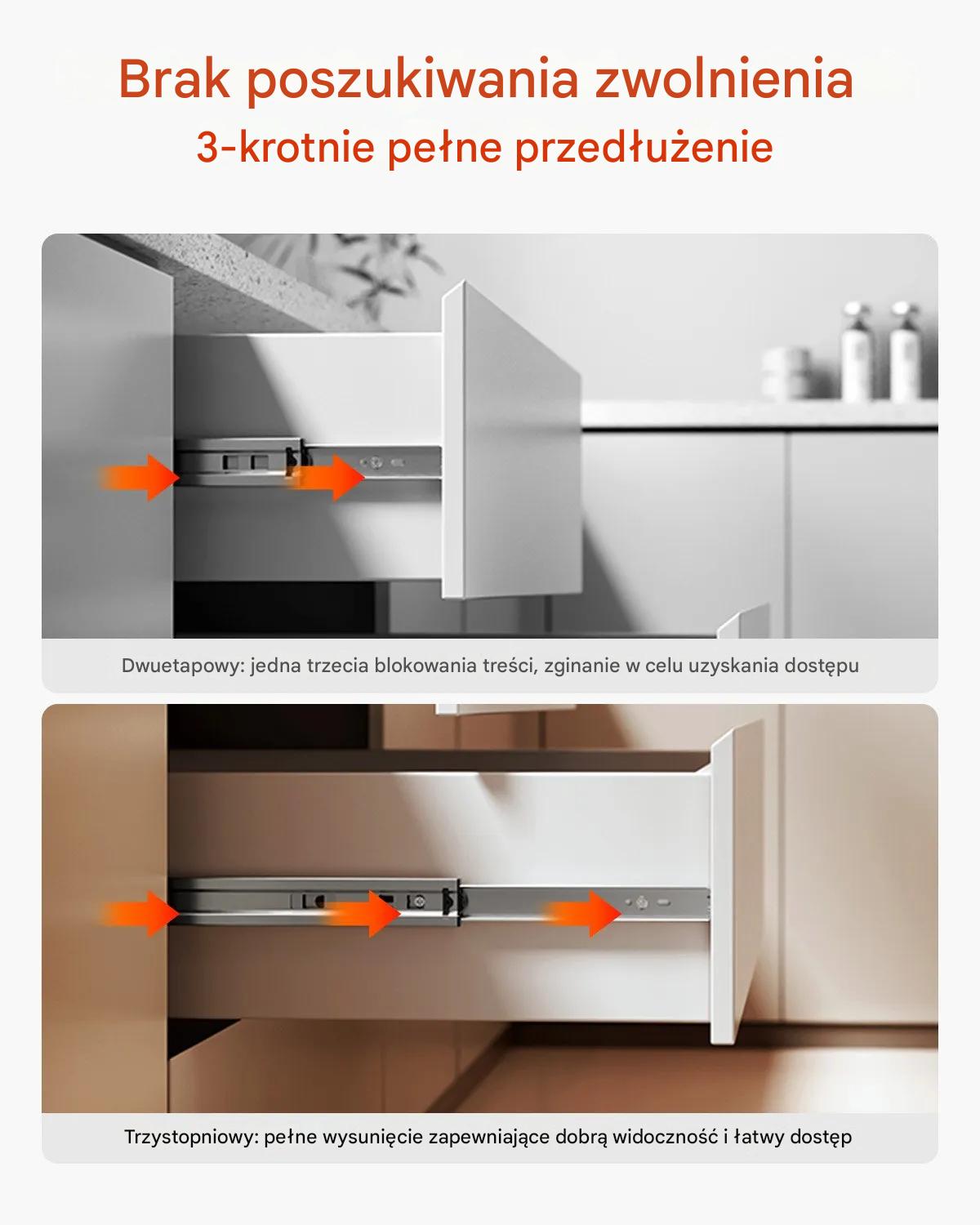 Prowadnice do szuflad 60 cm kulkowe pełen wysuw 10 par do mebli - obrazek 5