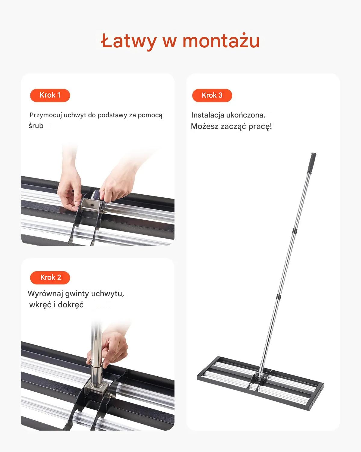 Niwelator do trawnika 76x25cm regulowany stalowy do ogrodu - obrazek 7