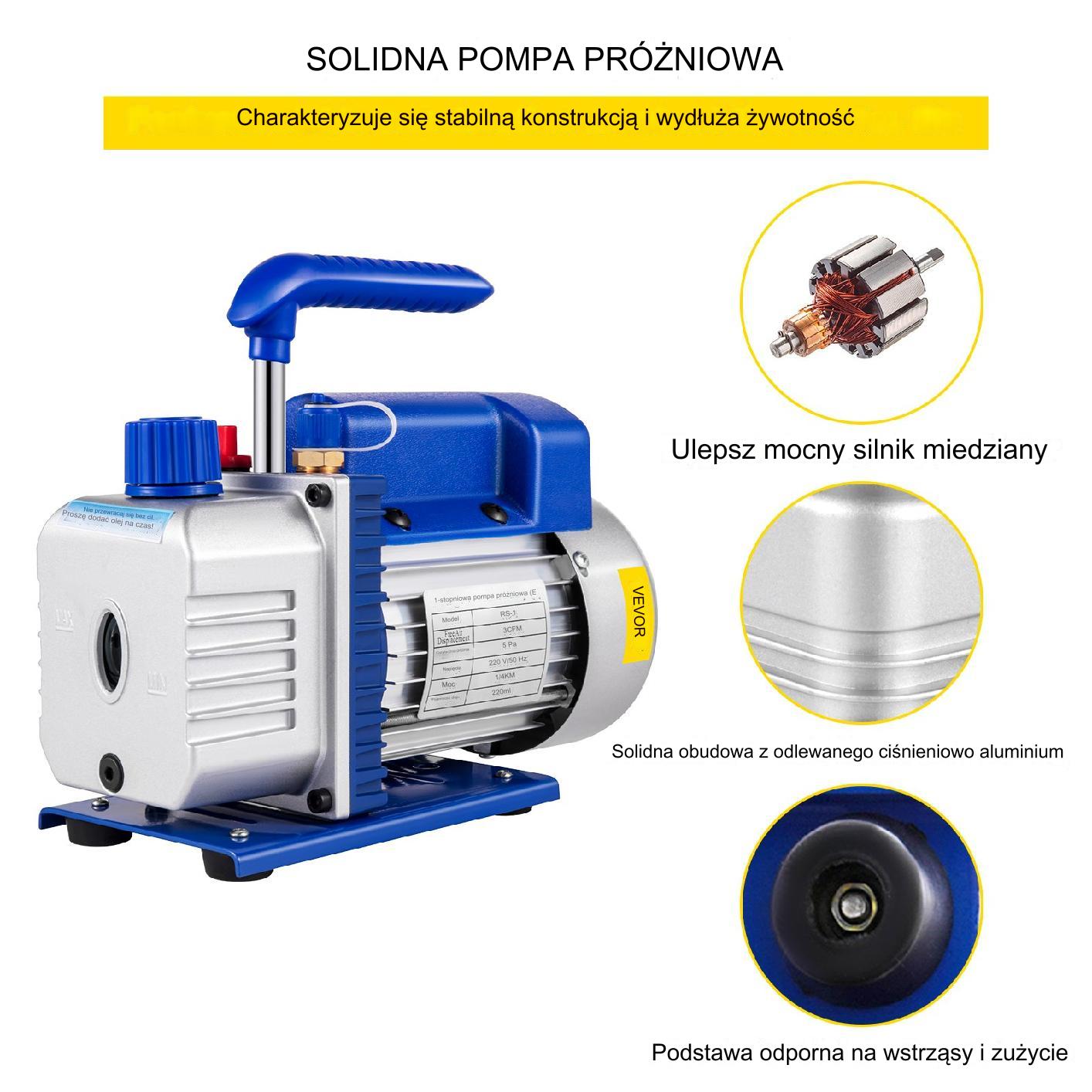 Pompa próżniowa do klimatyzacji 85 l/min - obrazek 3