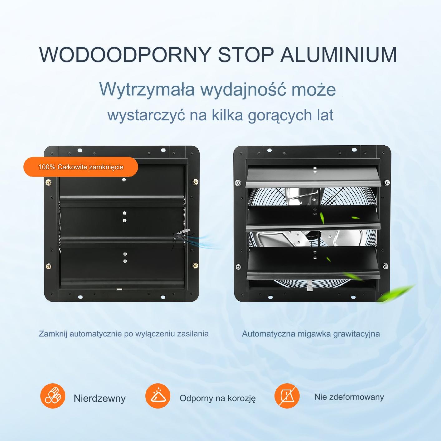 Wentylator ścienny wyciągowy 1700 m3/h czarny 30W automatyczne żaluzje - obrazek 4