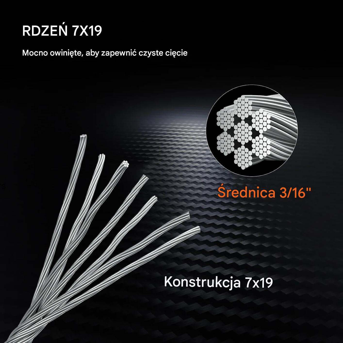 Stalowy kabel lotniczy 4,8 mm 7x19 152 m T304, linka wciągarki - obrazek 4