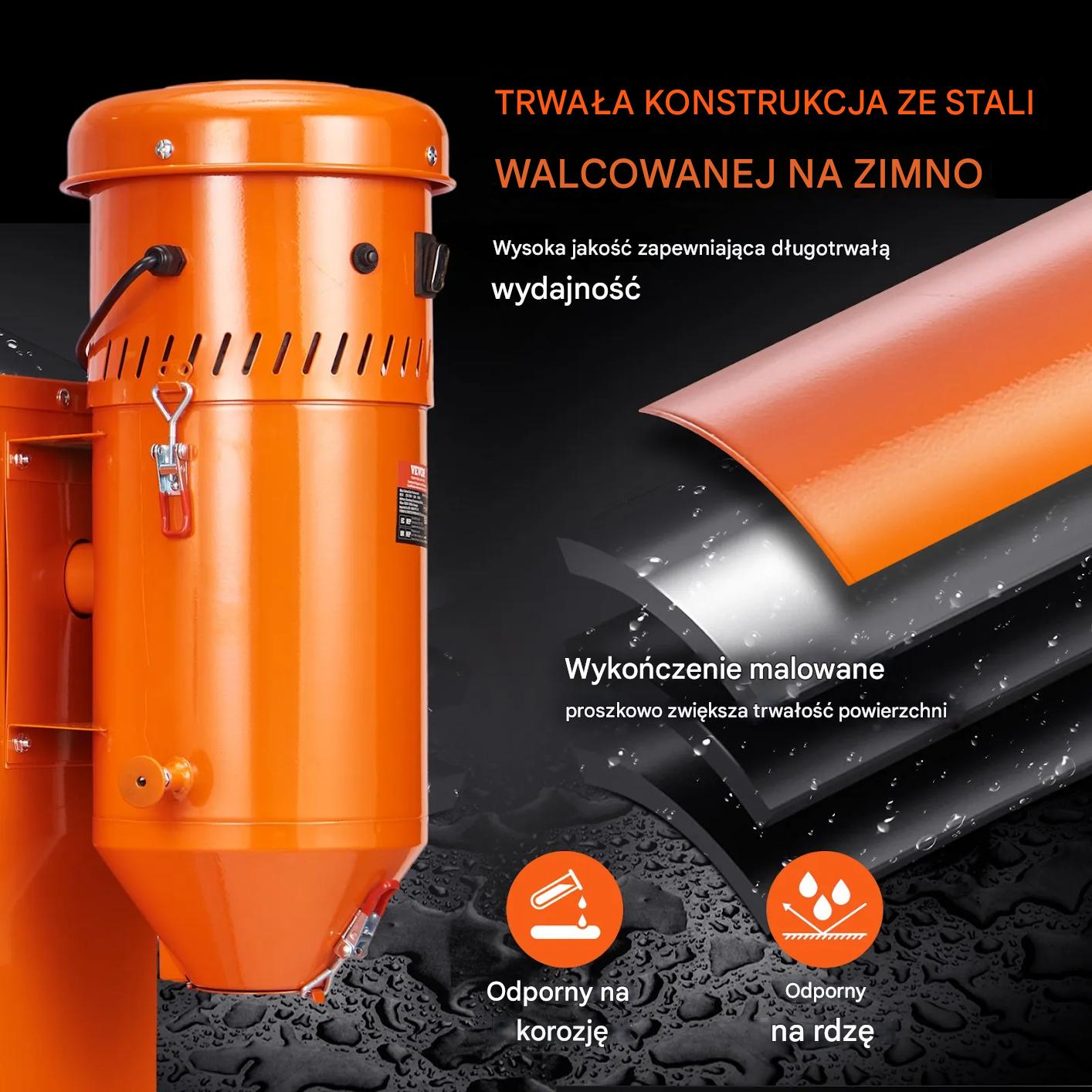 Odpylacz do piaskarki 1450W odciąg pyłu 6,8L do kabiny piaskarskiej - obrazek 6