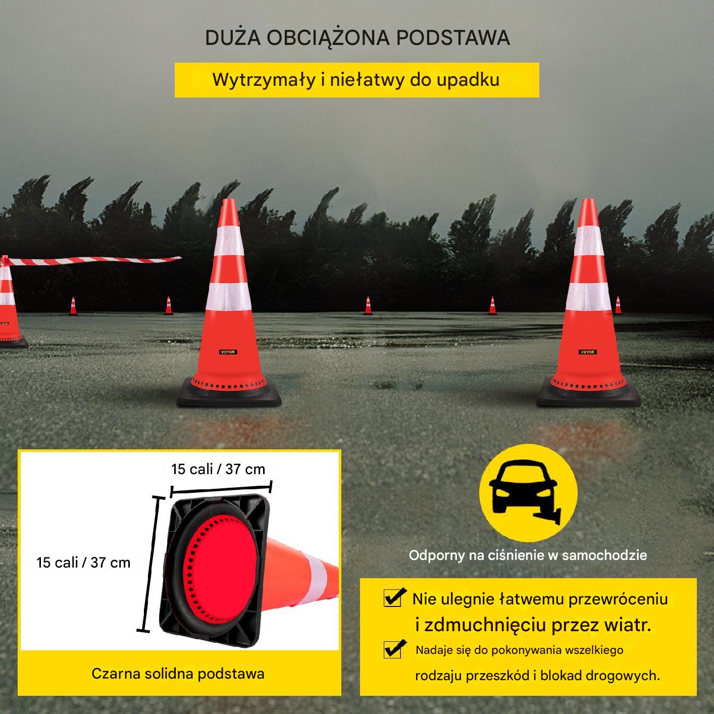 Pachołki drogowe 8 szt. 76 cm PVC 2 odblaski – do parkowania - obrazek 4