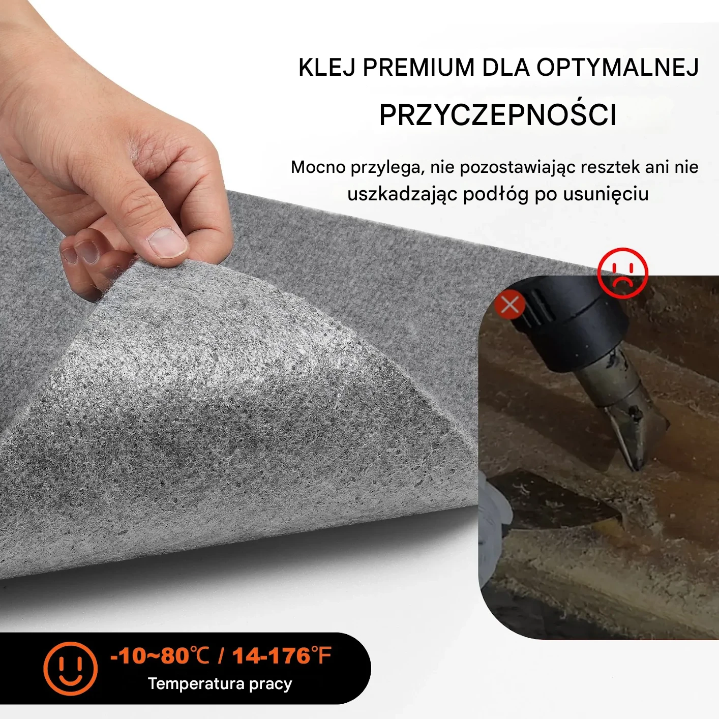 Wykładzina samoprzylepna dywan 610x610 mm 9 szt. łatwy montaż do domu szara - obrazek 5
