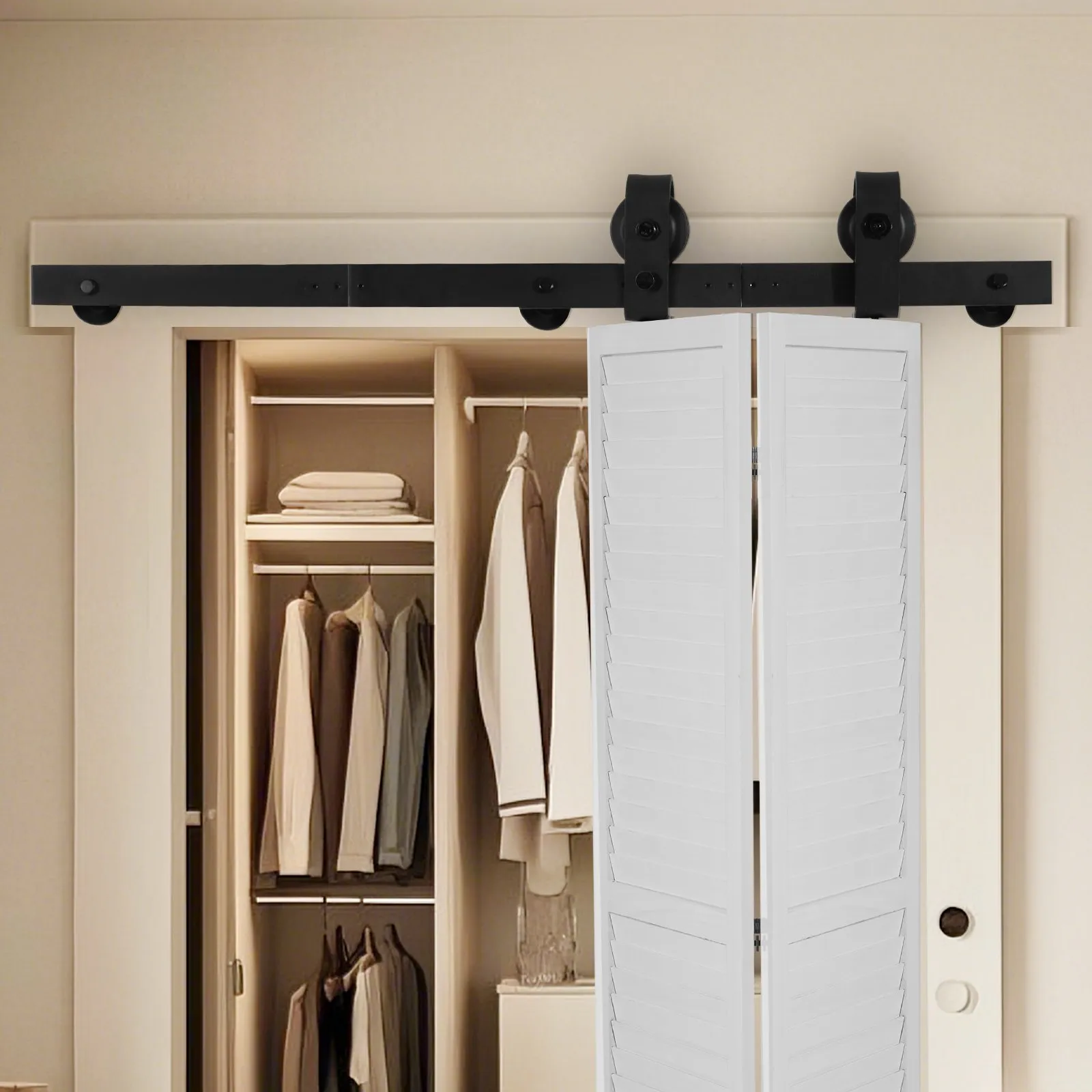 System do Drzwi Przesuwnych Zestaw 90 cm Szyna 2x40 cm 150 kg - obrazek 7