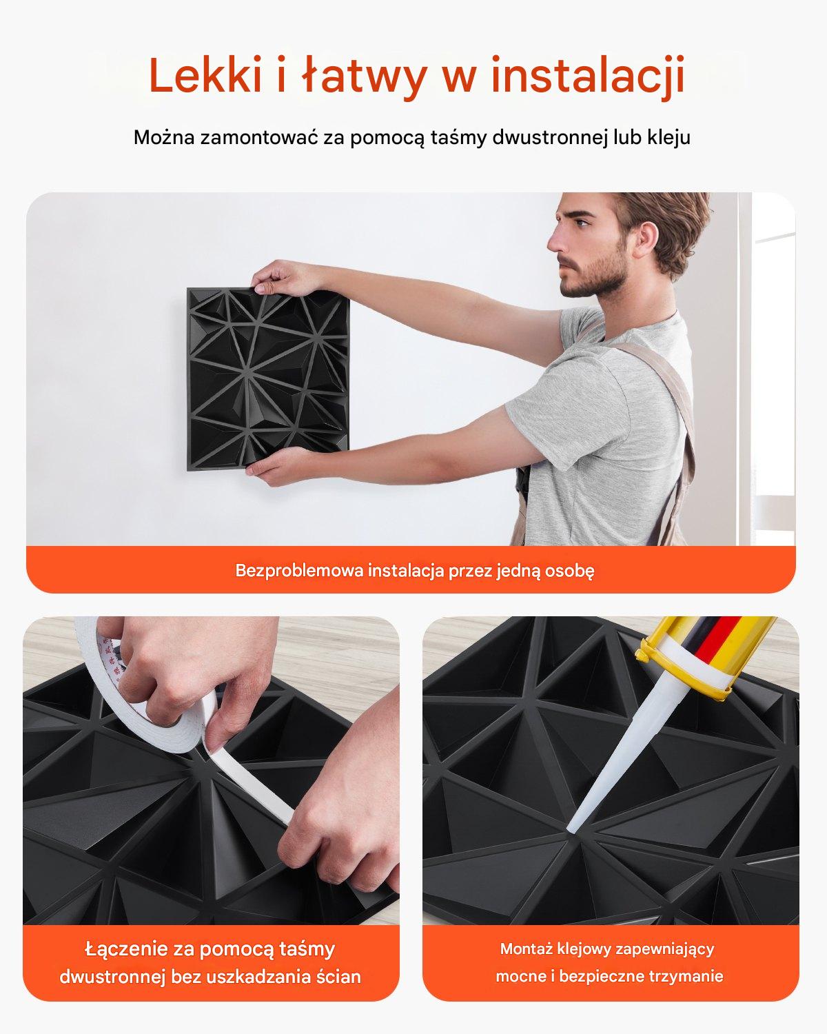 Panele Ścienne 3D - Czarne Diamenty 2.97 m² - obrazek 6