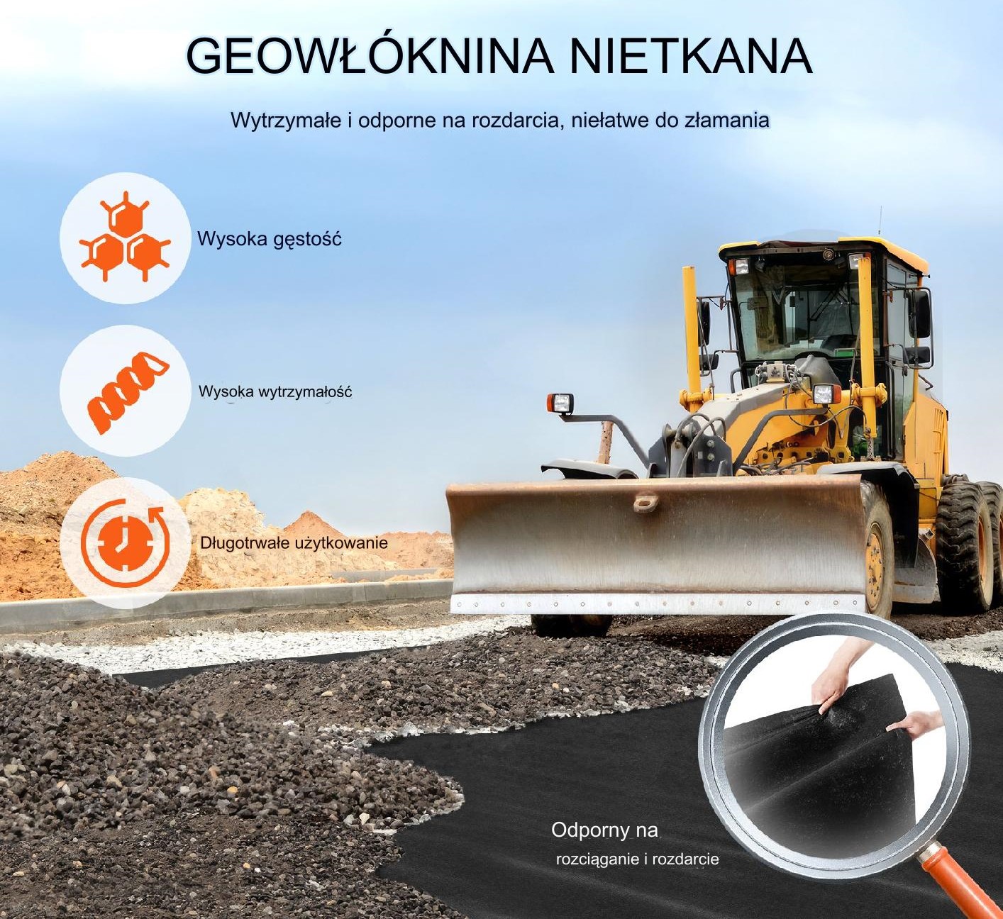Geowłóknina 1,8x30,5 m 271g/m² czarna pod żwir drogowa przeciw chwastom - obrazek 7