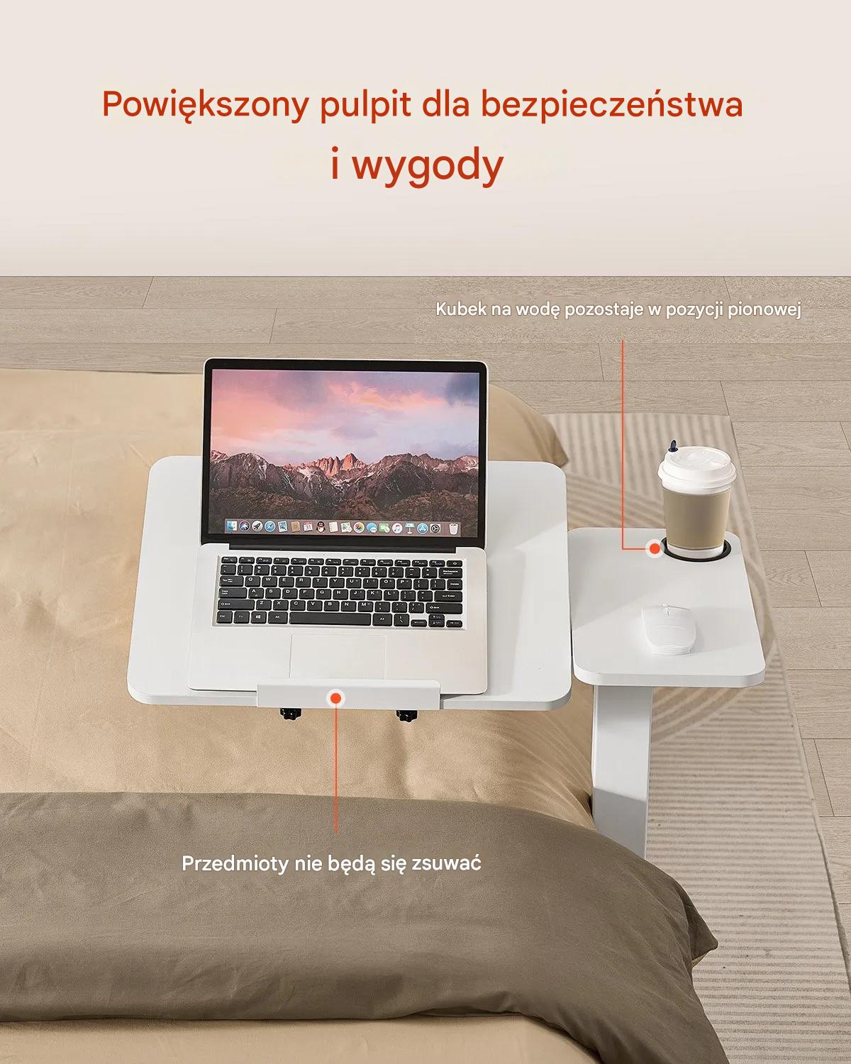 Stolik przyłóżkowy na kółkach regulacja kąta i wysokośći do laptopa - obrazek 3