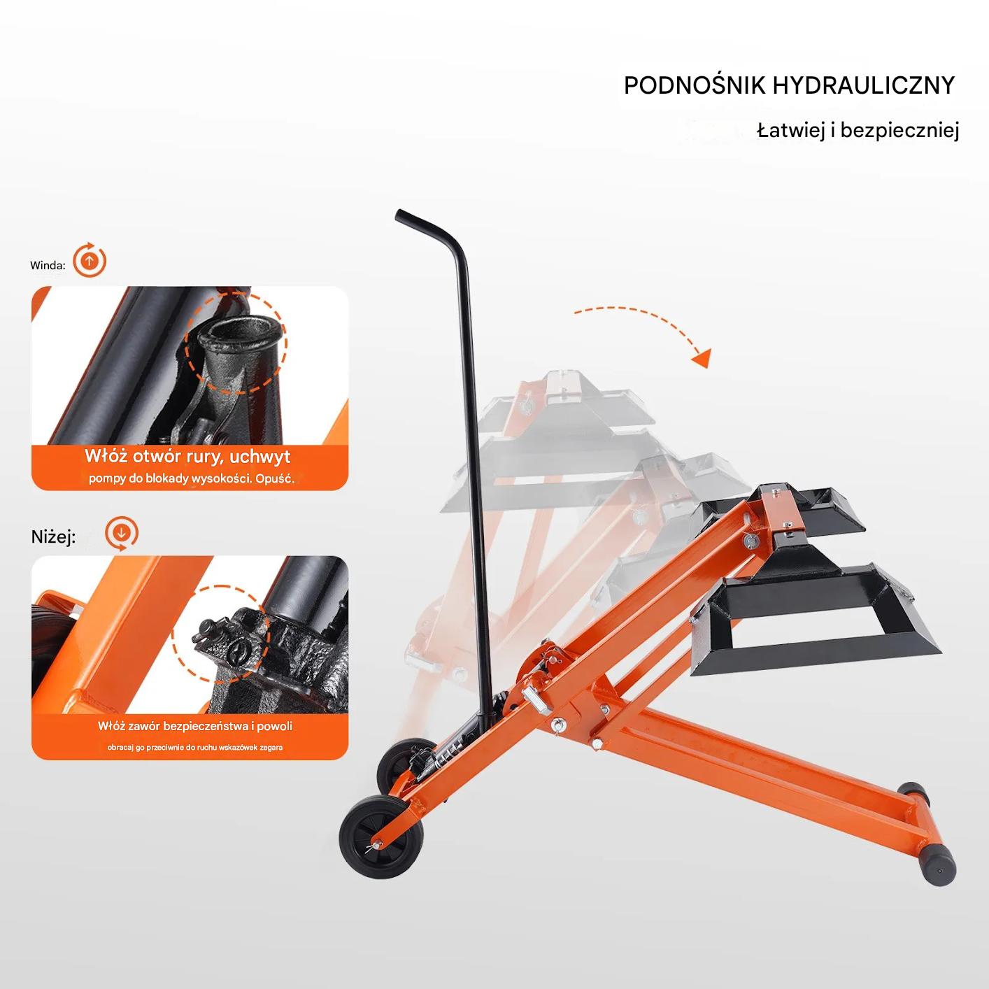 Podnośnik do kosiarki hydrauliczny 225 kg do traktorka - obrazek 4