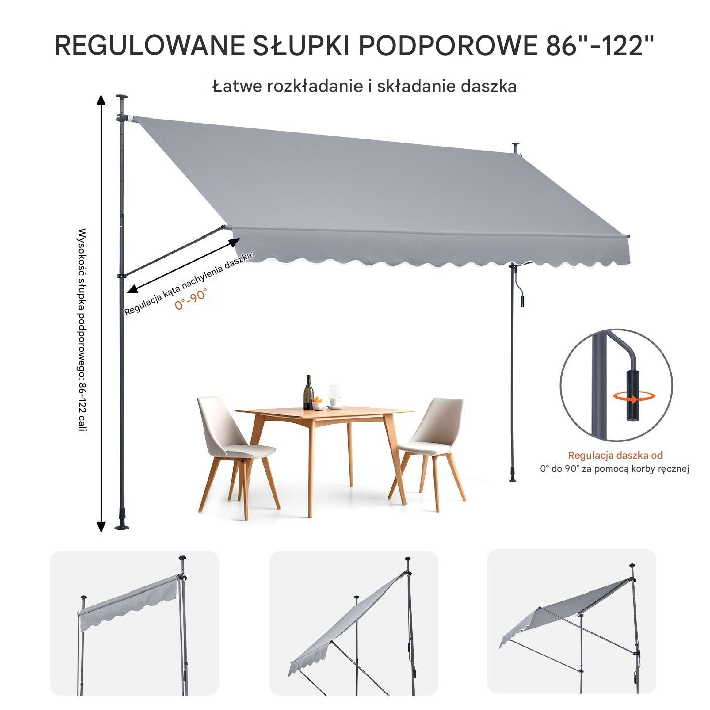 Markiza Tarasowa 400 x 120 cm z Korbką Ręczną - obrazek 3
