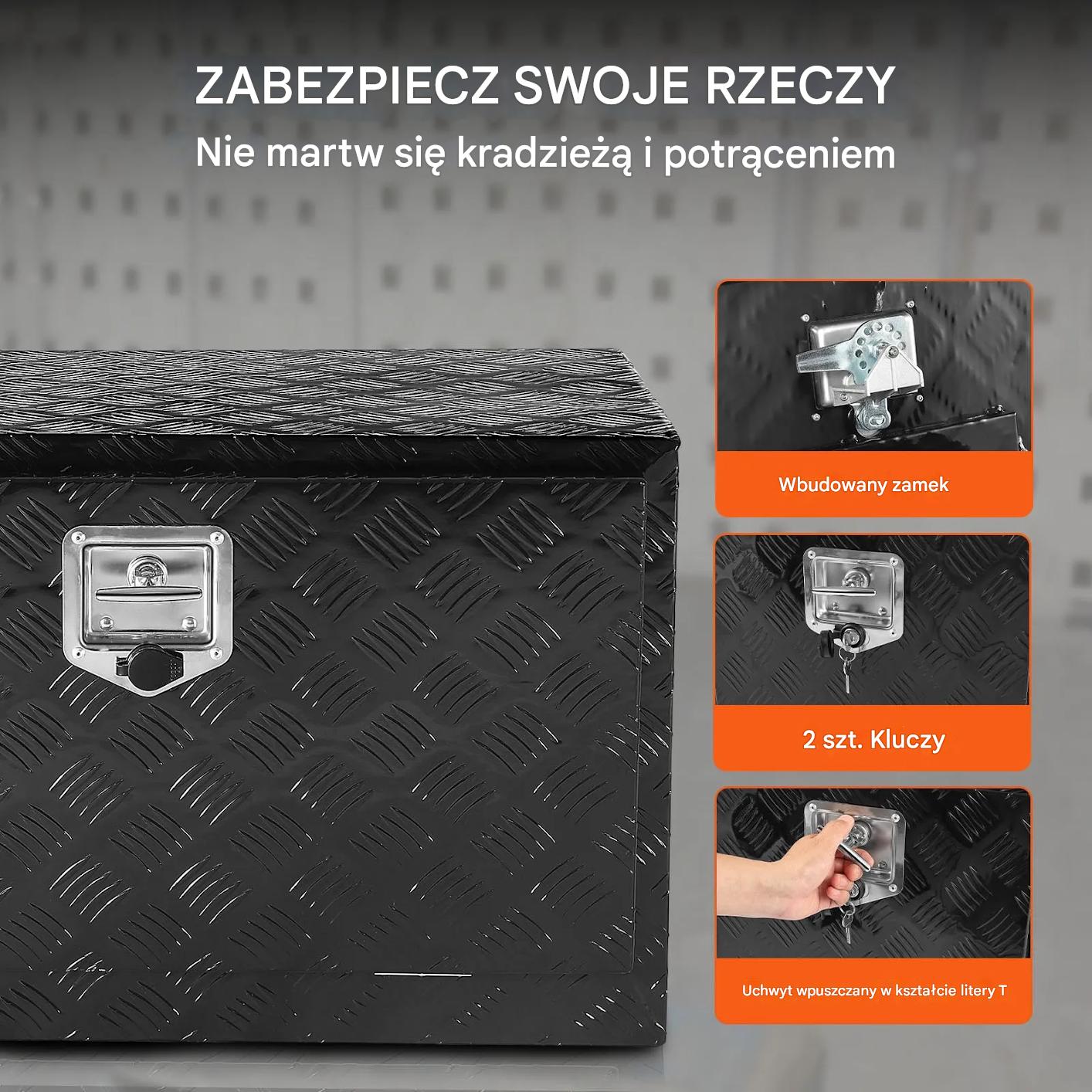 Skrzynia narzędziowa podwoziowa aluminiowa 91×35×40cm wodoodporna zamek - obrazek 7