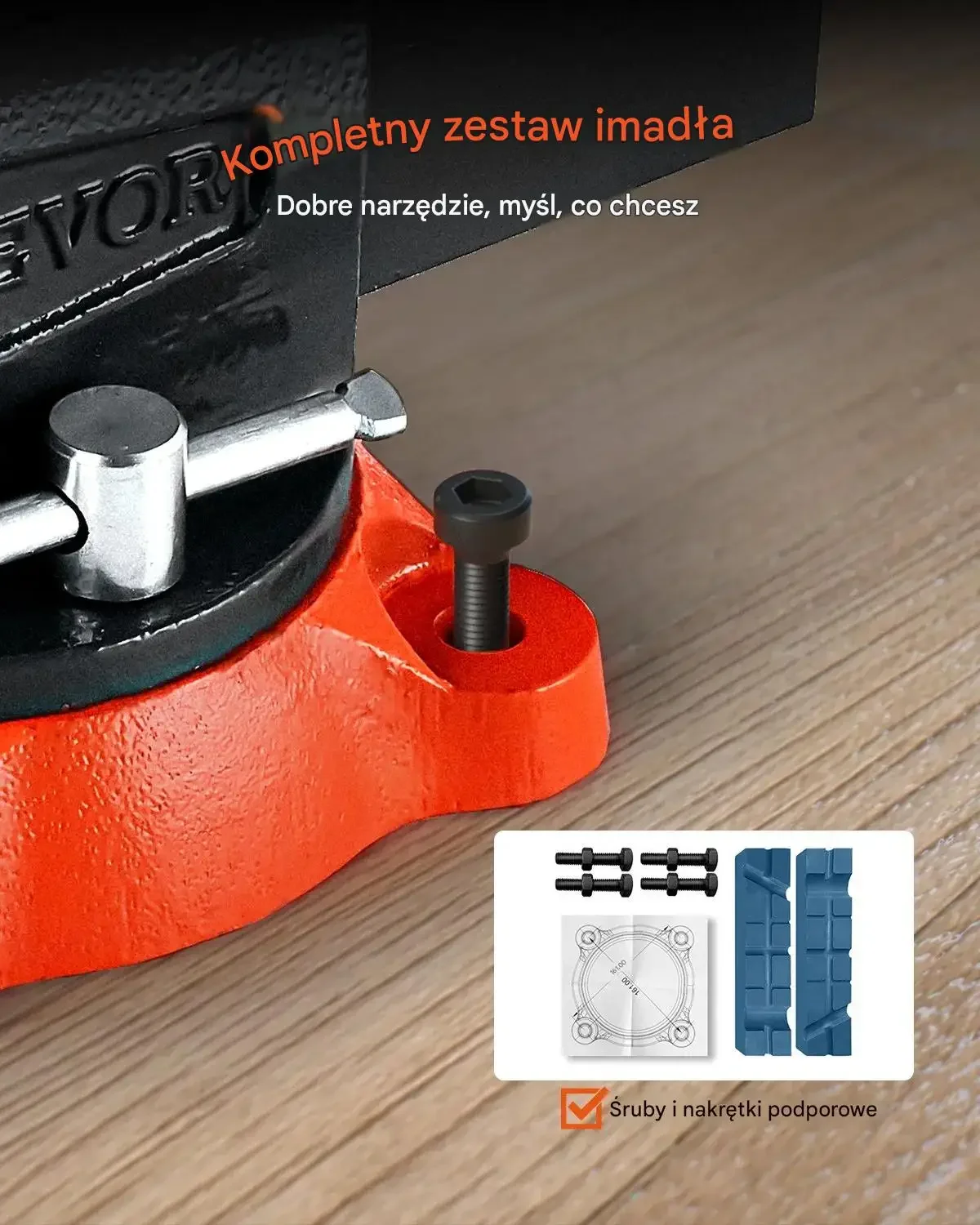 Wielofunkcyjne imadło warsztatowe 140 mm stalowe 360° - obrazek 4