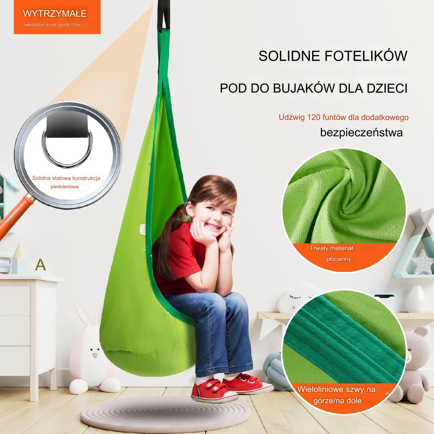 Wiszący kokon namiot hamak dla dzieci zielony - obrazek 7