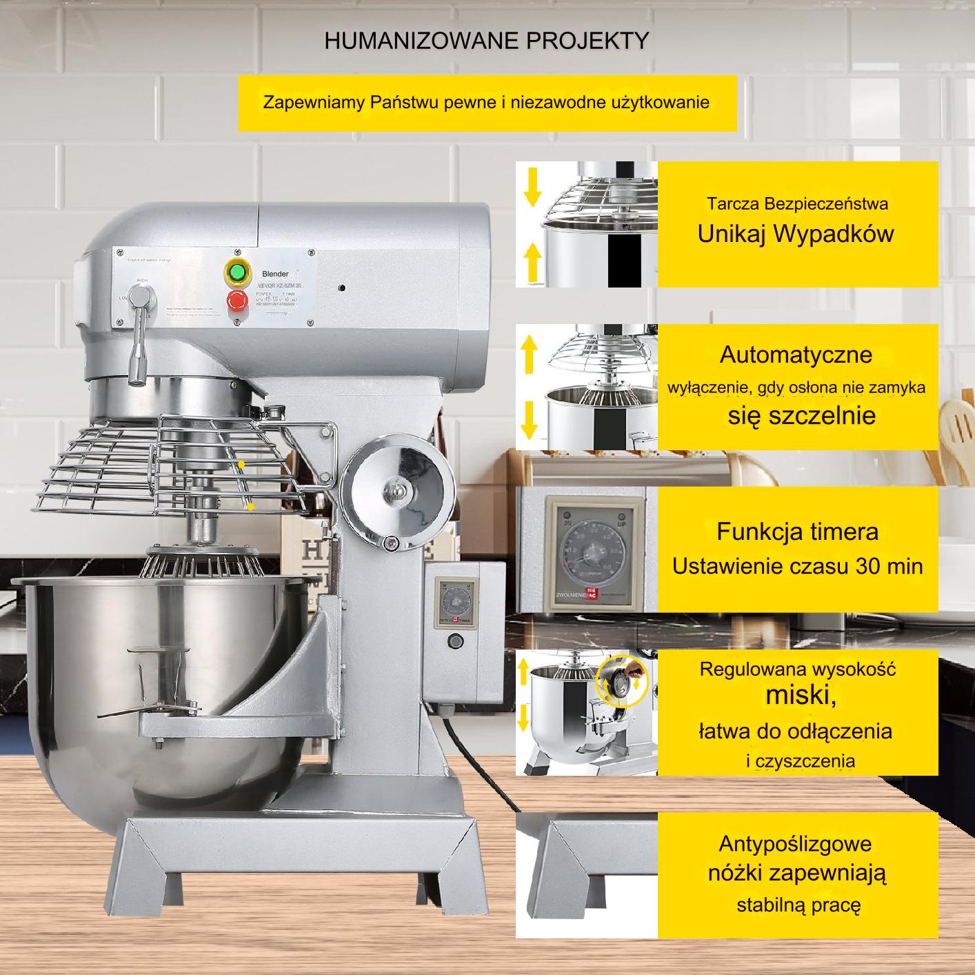 Robot kuchenny mikser planetarny gastronomiczny 10L 450 W - obrazek 6