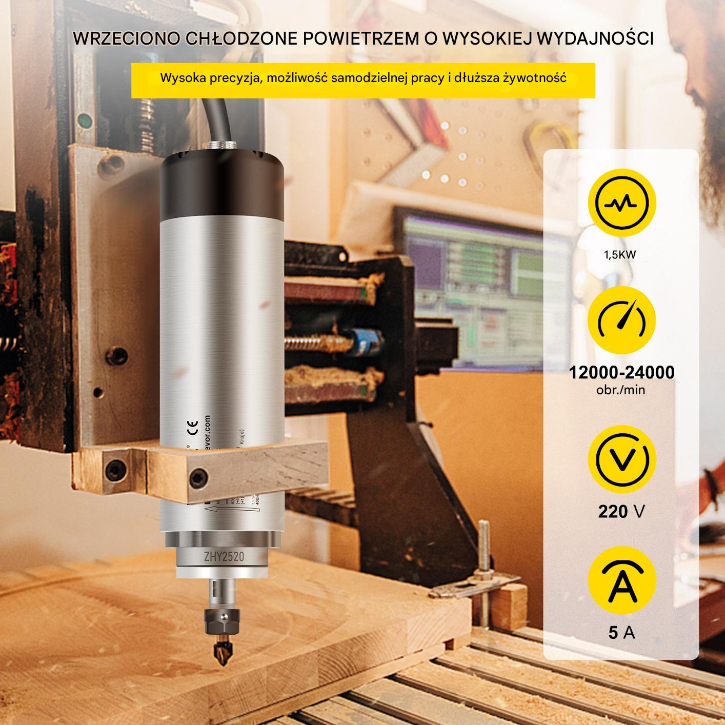 Silnik frezarki wrzeciona CNC 1,5 kW 220V chłodzony powietrzem grawera - obrazek 7