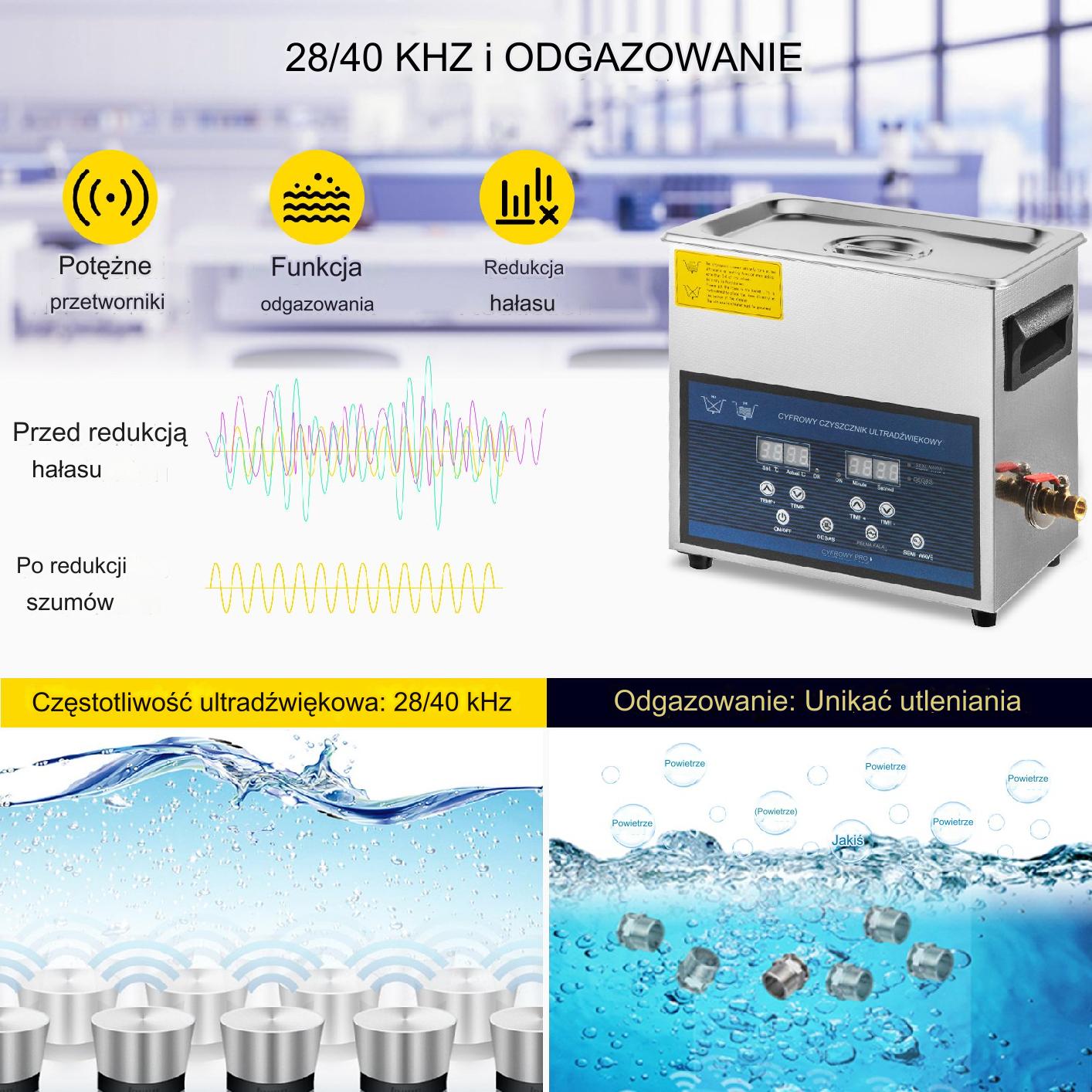 Myjka Ultradźwiękowa Przenośna 6L 180 W - obrazek 4