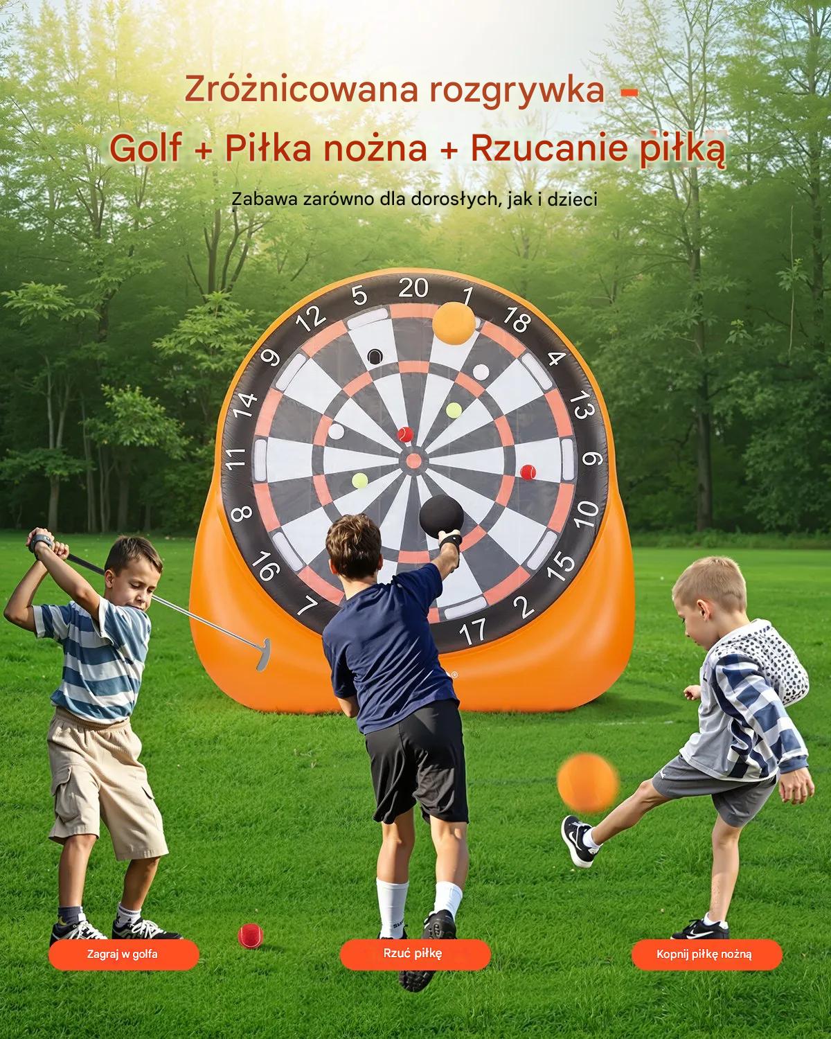 Dmuchana tarcza do piłki nożnej 1,83 m z piłkami gra ogrodowa zabawa - obrazek 4