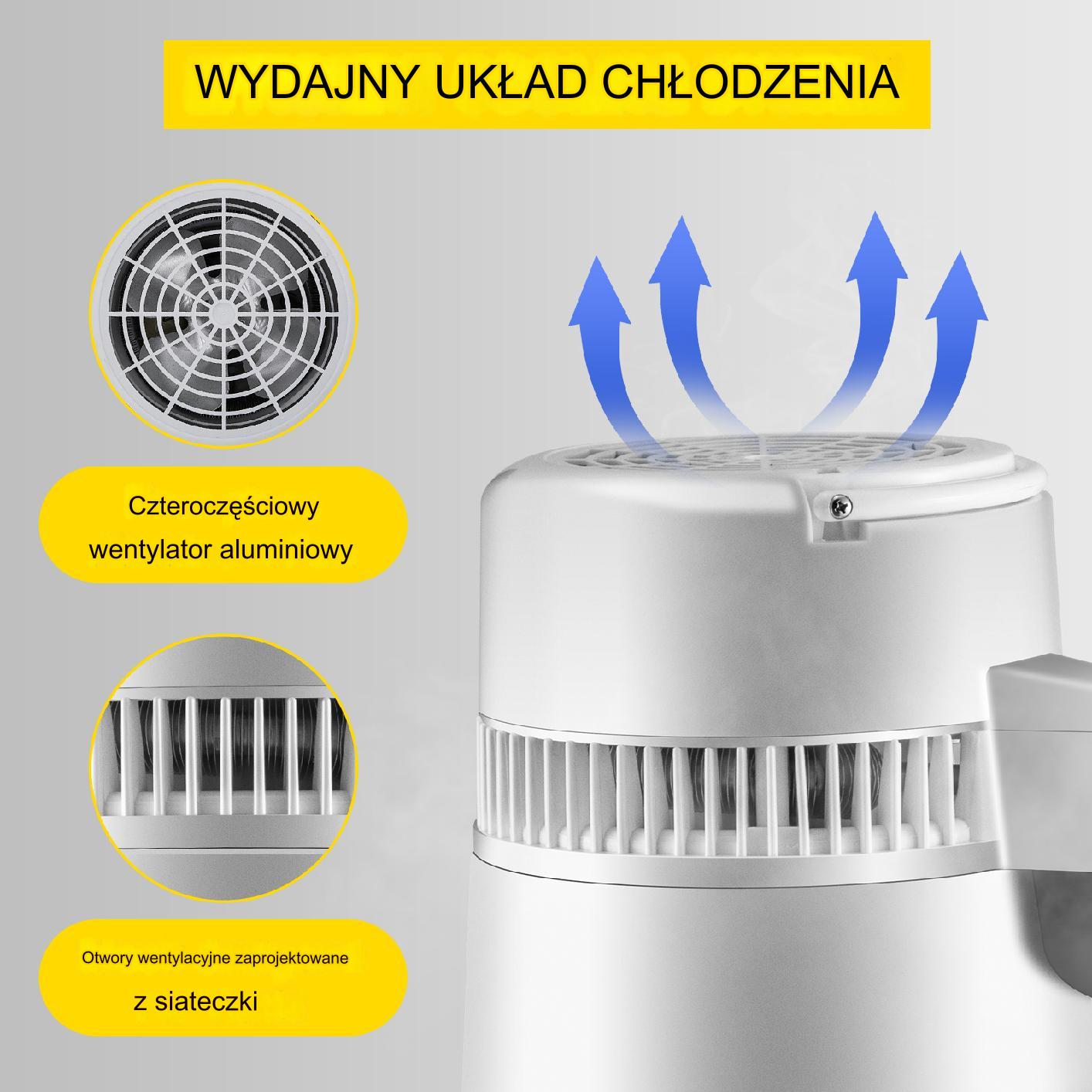 Destylator wody 4L 750W 1,3L/h stal nierdzewna 3 filtry srebrny - obrazek 6