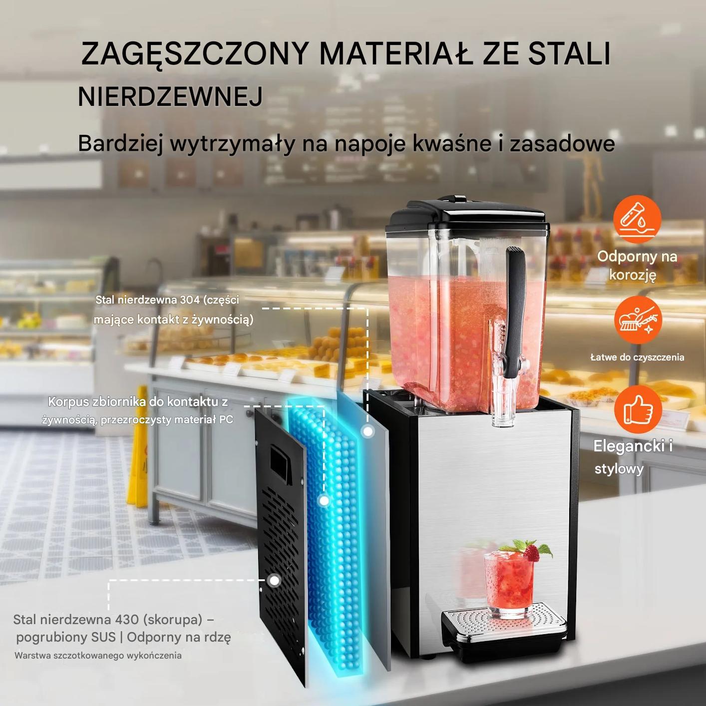 Dystrybutor do napojów 12L chłodzący soki zimne na imprezy catering - obrazek 5