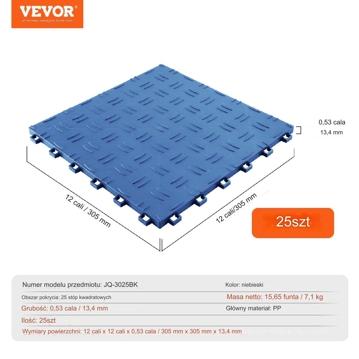 Płytki garażowe antypoślizgowe mata PP niebieskie 2500 kg zestaw 25 szt pro - obrazek 2