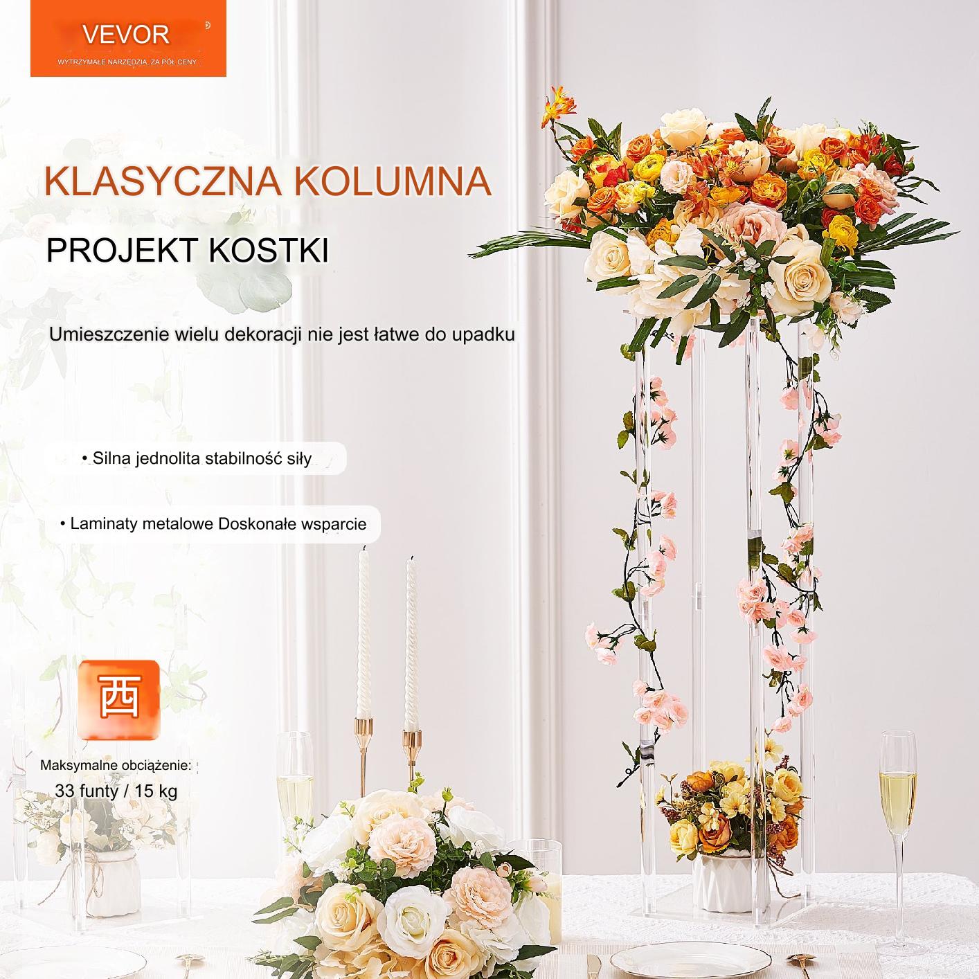 Stojak weselny na salę biały ślub wesele kwietnik kwiaty 10 sztuk 60 cm - obrazek 7