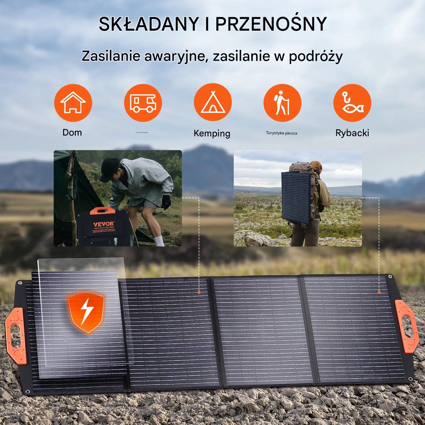 Panel solarny 120W składany ETFE, USB/DC, wodoodporny – dom/off-grid - obrazek 6