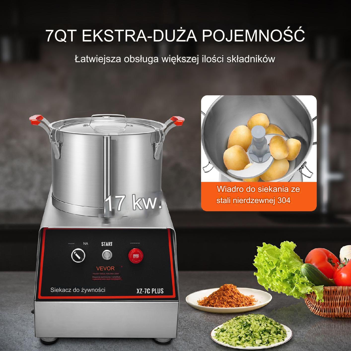 Cutter mikser szatkownica blender mikser gastronomiczny 750W 7,71L - obrazek 6