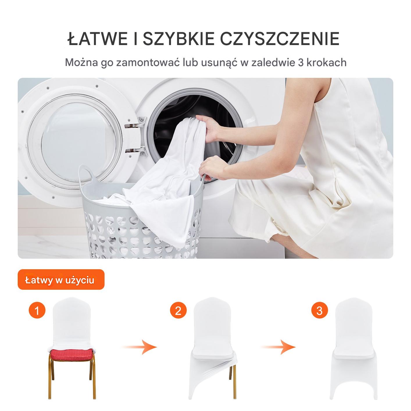 Pokrowiec na krzesło bankietowe ślubne 50 szt. białe - obrazek 6