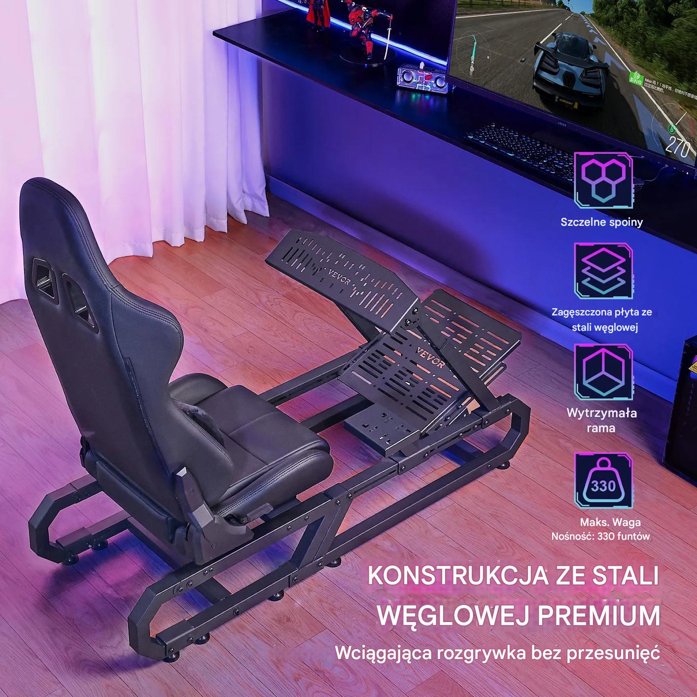 Stojak do kierownicy wyścigowej regulowany stalowy symulator racing - obrazek 3