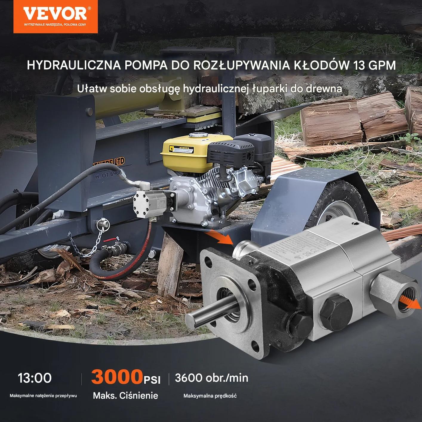 Pompa hydrauliczna do łuparki 13 GPM 2-stopniowa 3000 PSI do drewna - obrazek 3