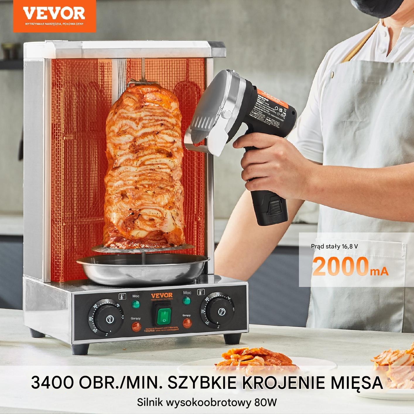 OSTRZE NÓŻ DO KEBABA GYROSA ELEKTRYCZNY 80 W BEZPRZEWODOWY - obrazek 8