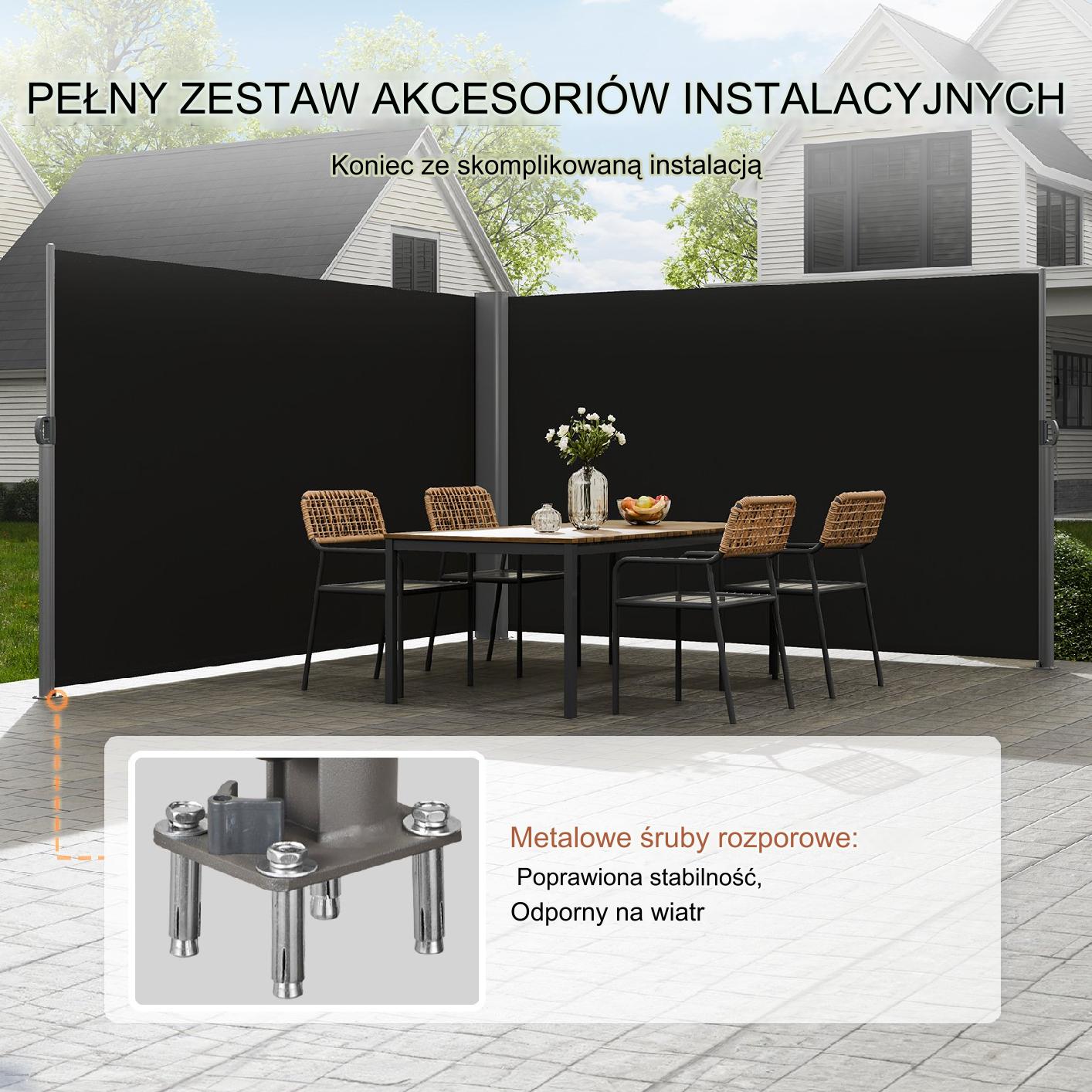 Czarny Wysuwany Panel Brama Patio - obrazek 4