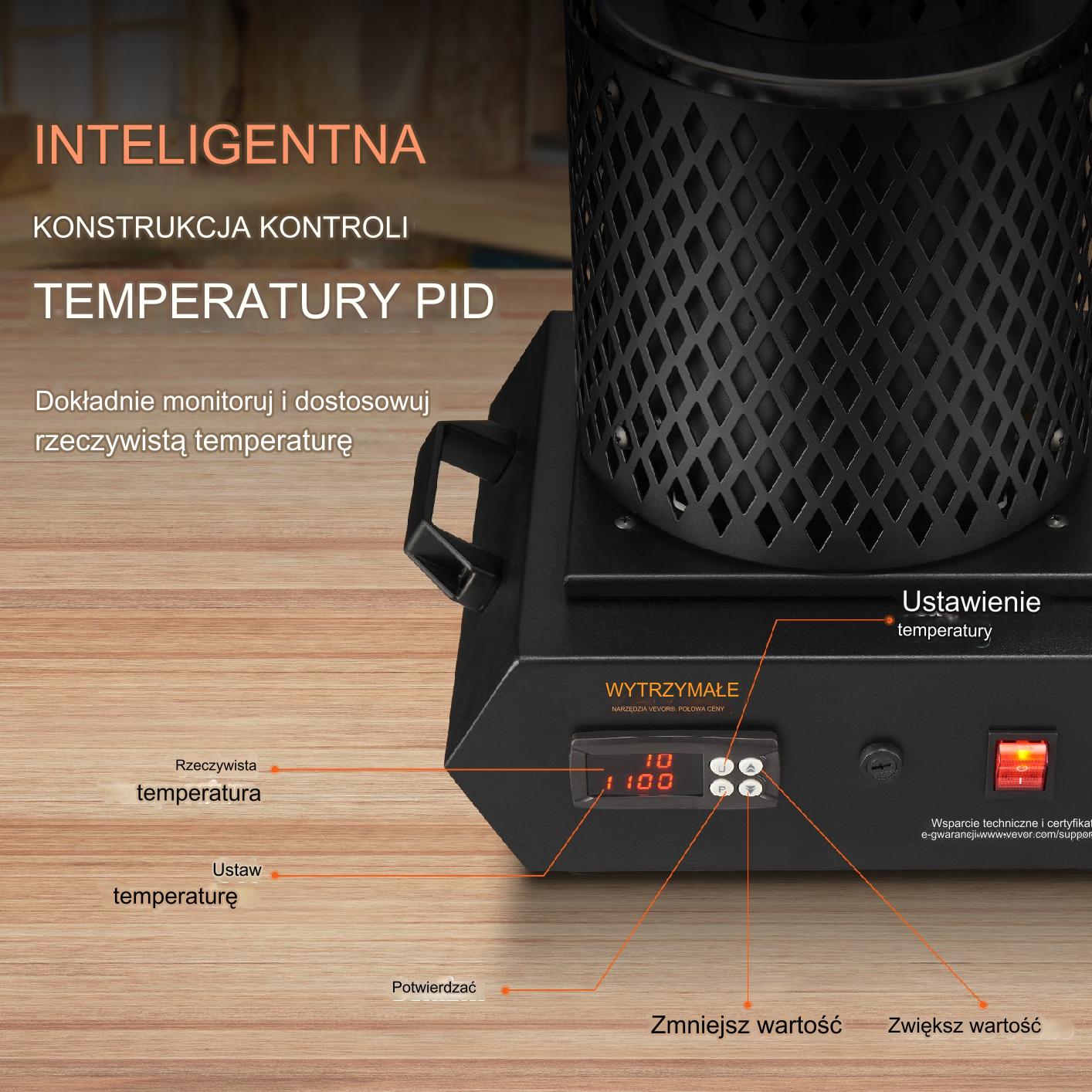 Piec do topienia metali cyfrowy do złota srebra 1350 W 3 kg - obrazek 3