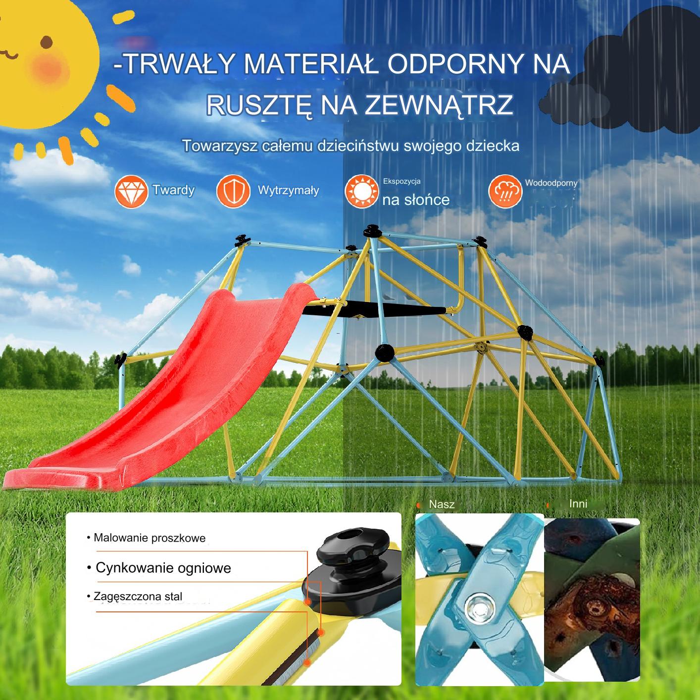 Metalowa konstrukcja wspinaczkowa 2,4 m – kopuła do ogrodu, łatwy montaż - obrazek 5