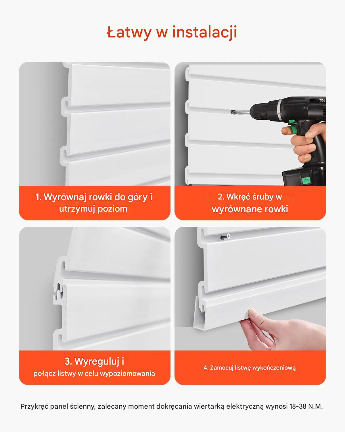Panel ścienny PVC 240x122,5 cm z akcesoriami biały do garażu i ekspozycji - obrazek 3