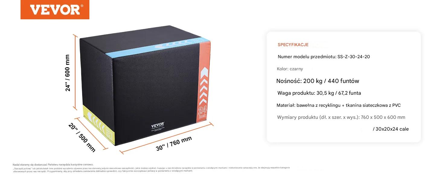 Skrzynia crossfit plyometryczna JUMP BOX 3w1 50 x 60 x 76 cm - obrazek 2