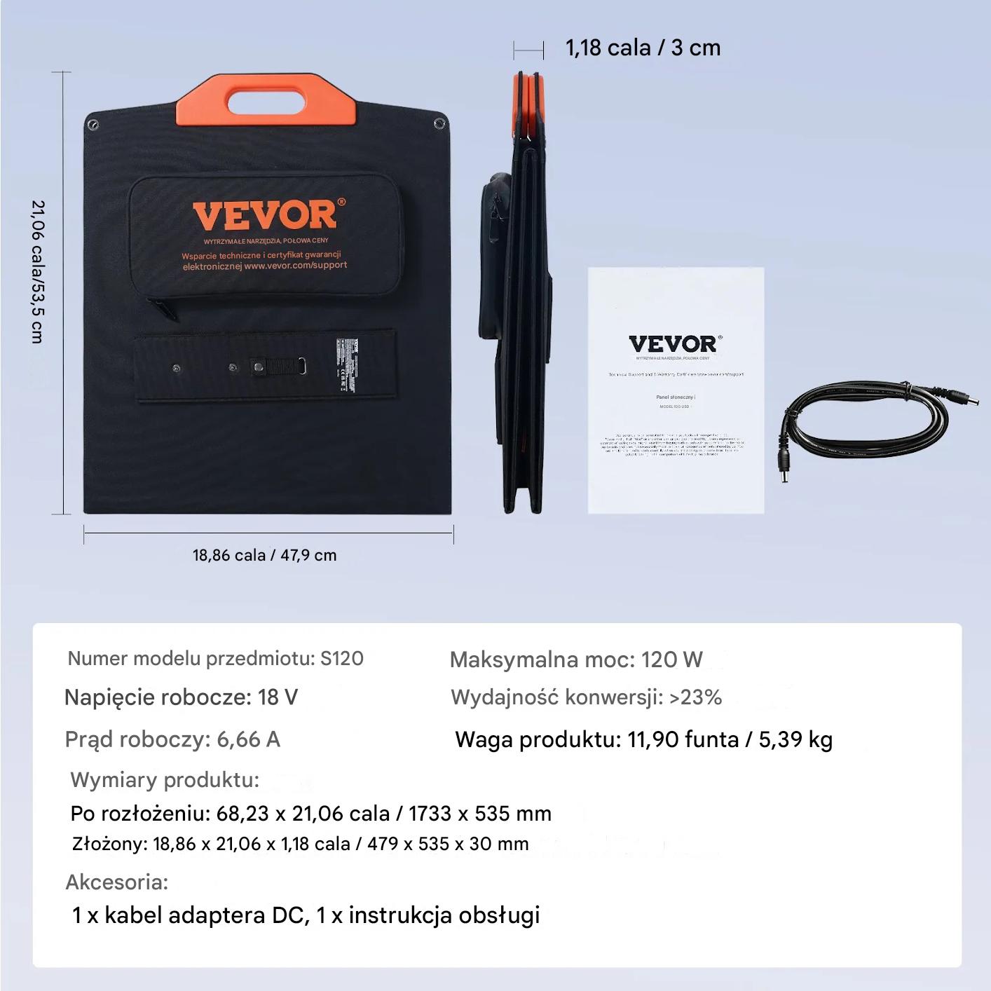 Panel solarny 120W składany ETFE, USB/DC, wodoodporny – dom/off-grid - obrazek 2