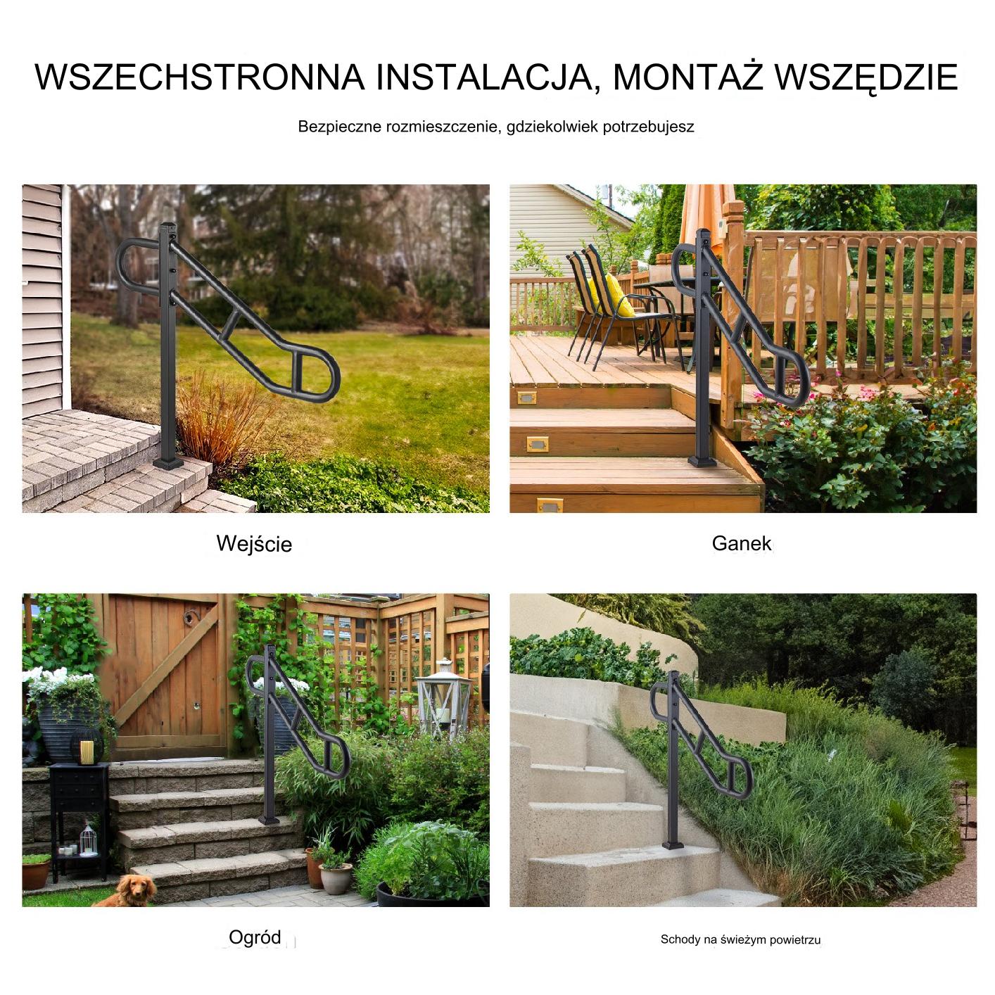 Poręcz zewnętrzna 103cm do 3 stopni montaż podłogowy pojedynczy słup ogród - obrazek 6