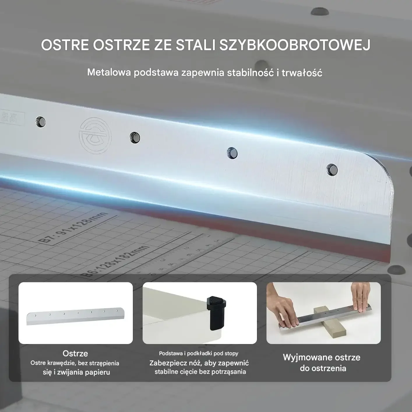 Gilotyna do papieru A4 30,5 cm 400 arkuszy metalowa do biura i drukarni - obrazek 4