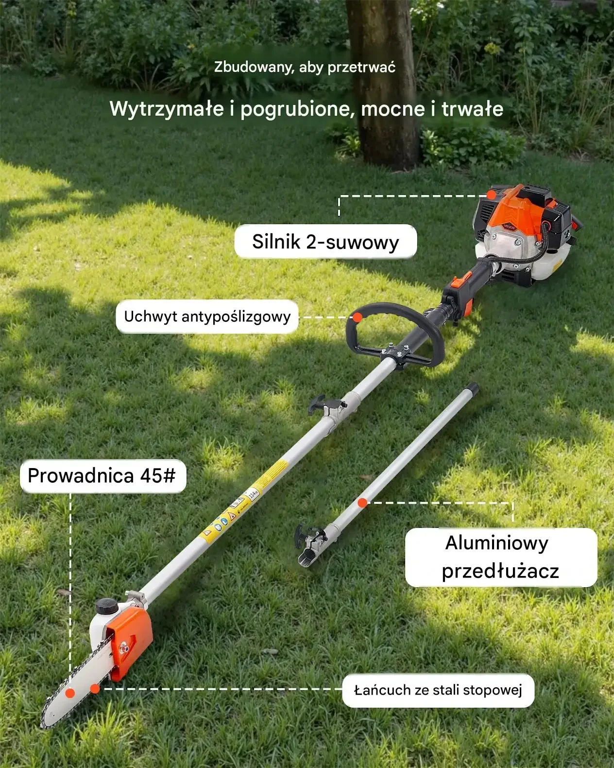 Piła spalinowa na wysięgniku 25CC 20 cm teleskopowa do przycinania drzew - obrazek 4