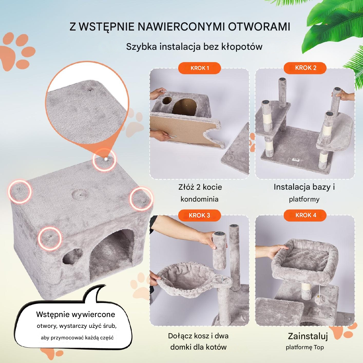 Wieża dla Kotów z Drapakiem 8 Platform - obrazek 4