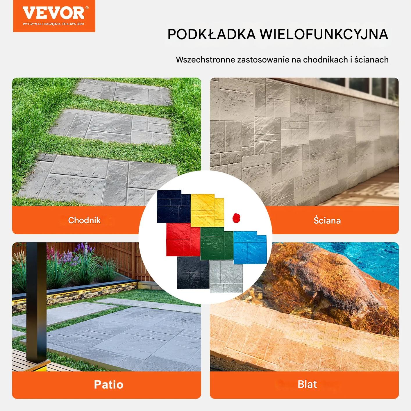 Matryca do betonu dekoracyjnego 7 szt. wzór łupka 60x60 do tarasu - obrazek 3