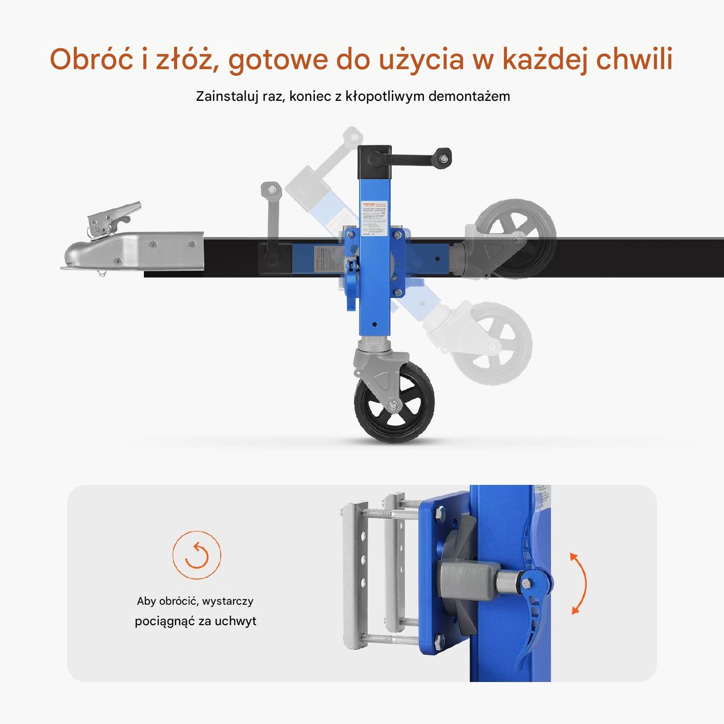 Ciężki Podnośnik do Przyczep z Obrotowym Mocowaniem – Udźwig 725 kg - obrazek 4