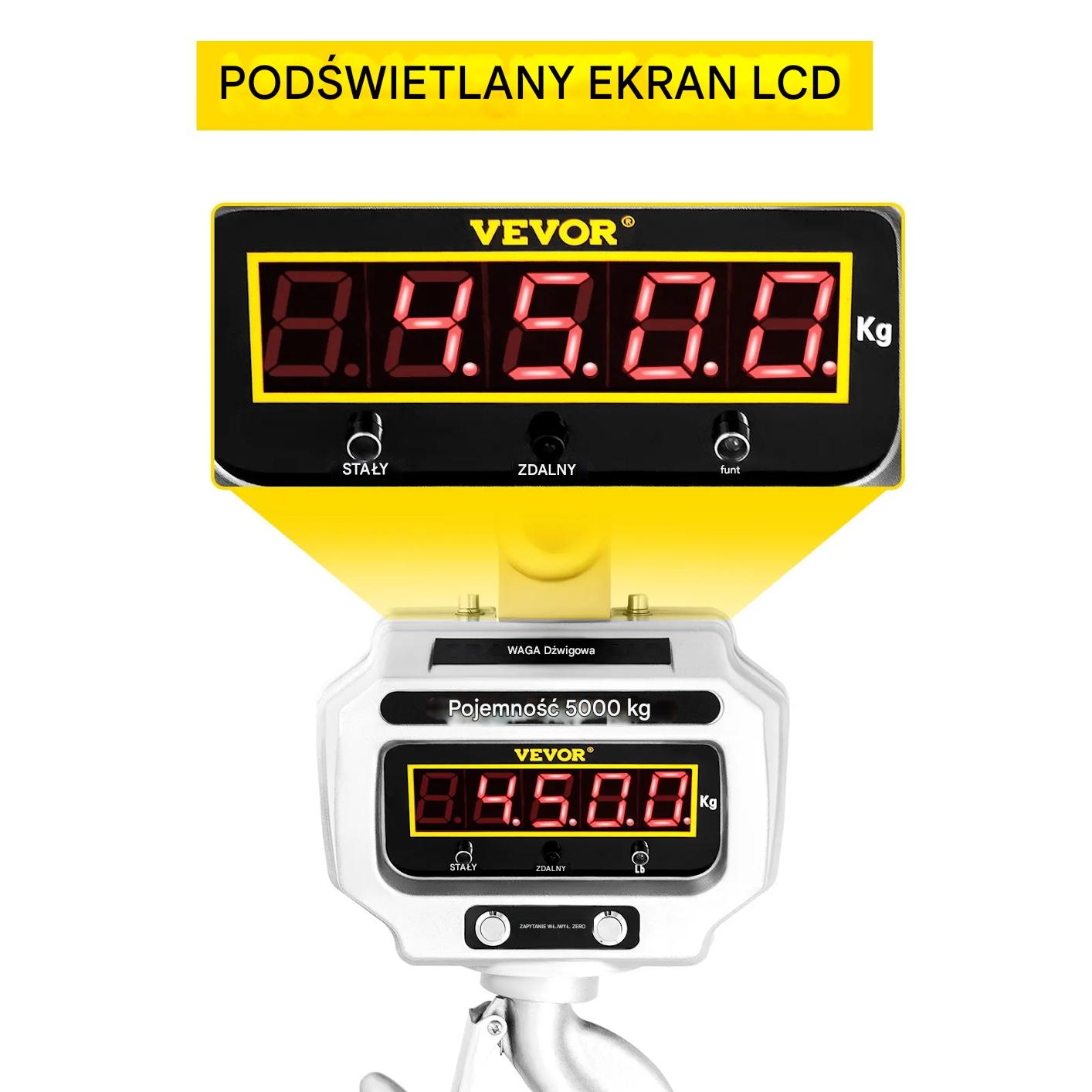 Waga hakowa elektroniczna 5000 kg LED przemysłowa do suwnicy - obrazek 5