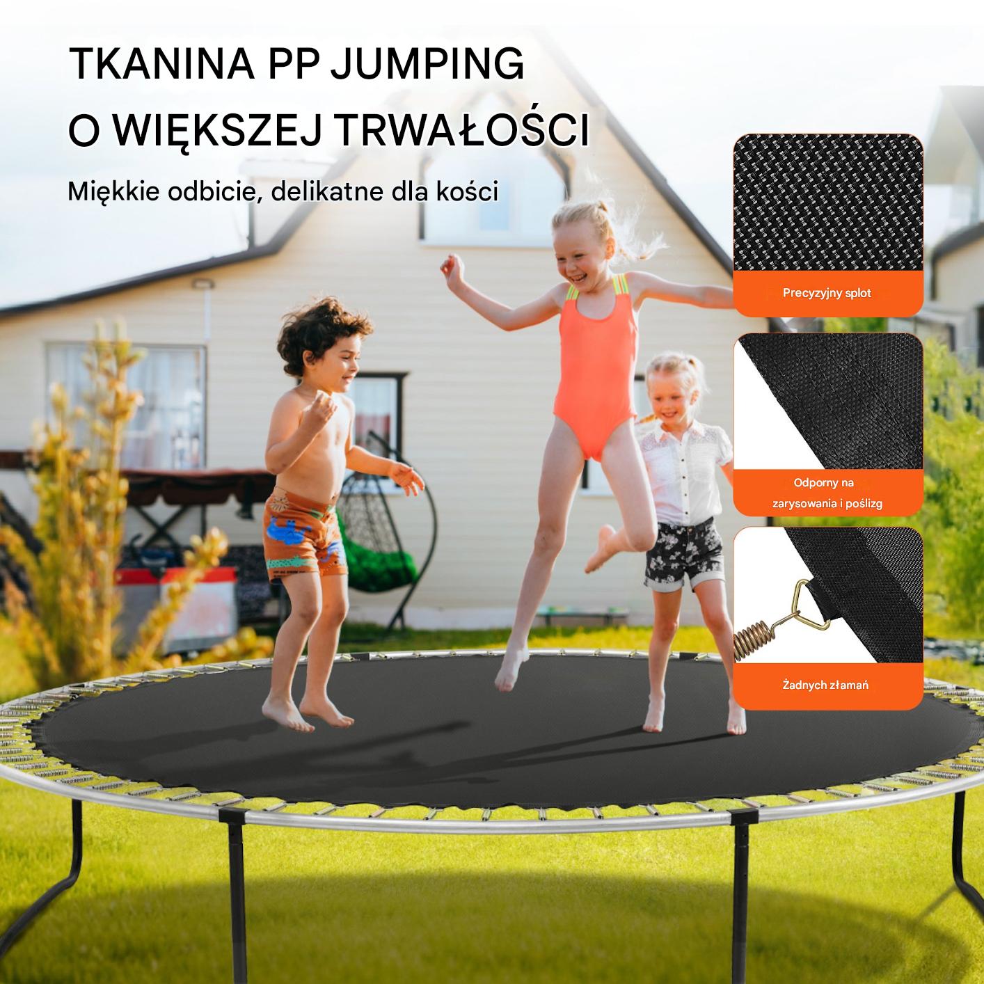 Mata do trampoliny skakania batut 396 cm 80 sprężyn mocna wytrzymała - obrazek 5