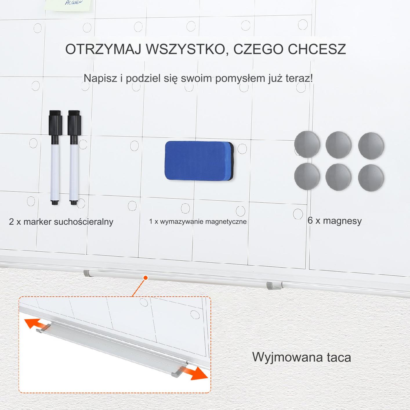 Kalendarz magnetyczny planer miesięczny suchościeralny biały - obrazek 4